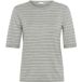 KAFFE KAlizza Gestreepte gebreide trui voor dames, korte mouwen, gestreept, casual, ronde hals, gestreept, grijs gemêleerd/krijt smalle streep, M