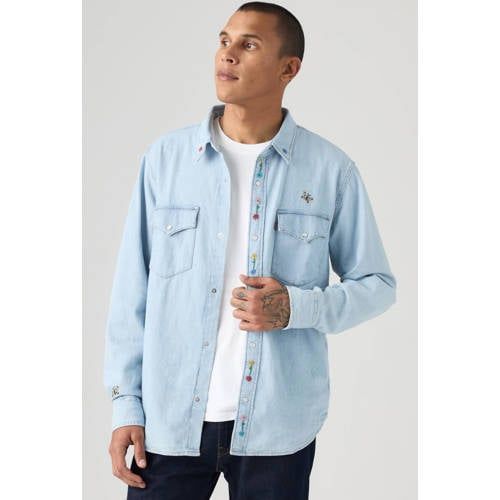 Levi's relaxed casual overhemd light blue denim