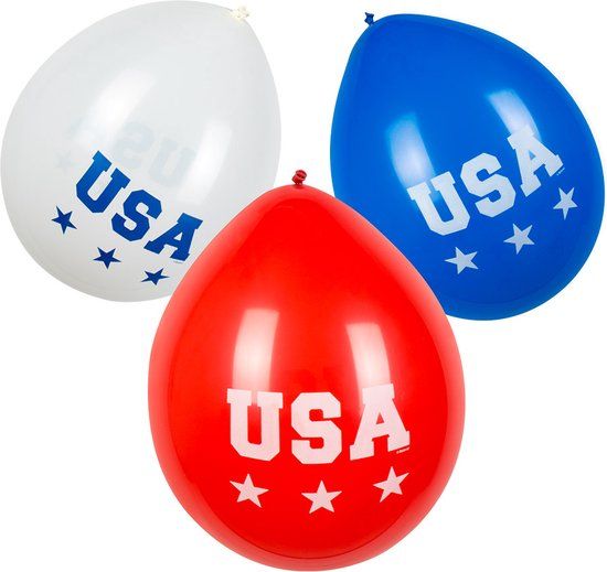 Boland - Set 6 latex ballonnen 'USA' - Multi - Knoopballon
