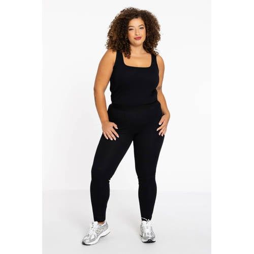 YOEK Lounge high waist legging zwart rib gebreid