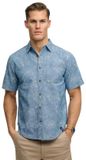 Superdry Vintage Loom Overhemd Korte Mouwen Blauw M Man