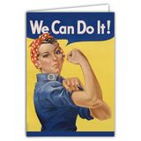 IETSCPXL-19025 MAXI Grote kaart XL We Can Do It dames meisjes retro vintage formaat 22 x 31 cm binnenkant wit 44 x 31 cm - met envelop - gemaakt in Frankrijk - verjaardag vertrek pensioen - om in te