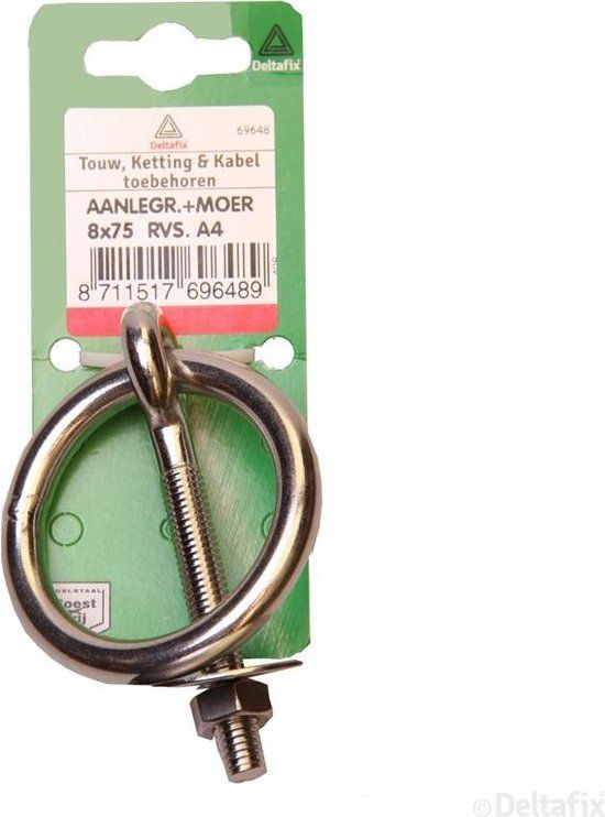 Deltafix Aanleg ring + moer 8x75 RVS