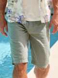 LERROS Chino-short van katoen in lichte seersucker-kwaliteit, Maat: 32, Kleur: DARK BAY GREEN