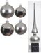 Kaemingk B.V. Lot complet de boules de Noël en verre argent brillant/mat 39 pièces - 18x 4 cm et 20x 6 cm - Comprend un sommet mat