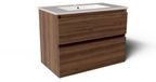 Saniclass Prime Vita Badkamermeubelset - 80x46x60cm - keramische wastafel glans wit - 1 wasbak - 1 kraangat - 2 lades - mat noten