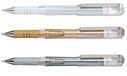 Pentel Hybrid Gel Grip DX K230/3 gelroller, metallic, 1 mm, goud, zilver en wit, 3 stuks