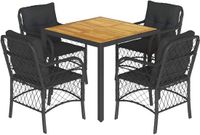 vidaXL 5-delige Tuinset met Kussens Poly Rattan Zwart