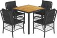 vidaXL 5-delige Tuinset met Kussens Poly Rattan Zwart