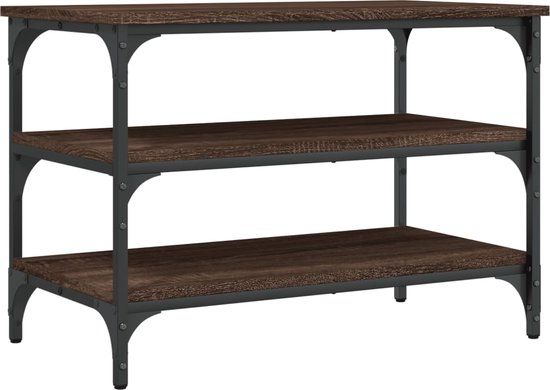 vidaXL Schoenenbankje - 70x38,5x49 cm - Bewerkt Hout - Bruin Eikenkleur