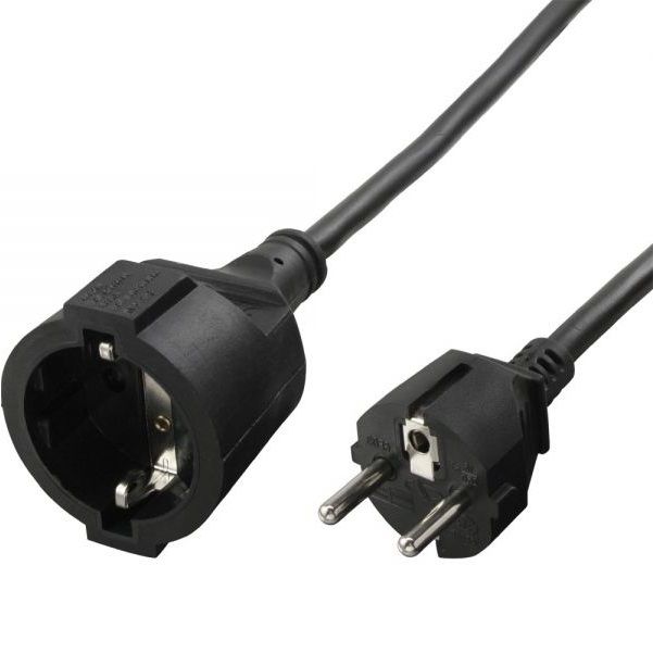 Inline Panda Inline Geaarde voeding verlengkabel - 3x 1 5mm / zwart - 7 meter