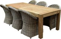 AVH-Collectie Roma Krista dining tuinset 240x100x77 cm 7-delig rotan bruin/terre