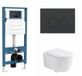 QeramiQ Dely Swirl Toiletset - reservoir encastré Qeramiq Flush - abattant 35mm - plaque de commande en plastique anthracite mat - boutons ronds - blanc mat