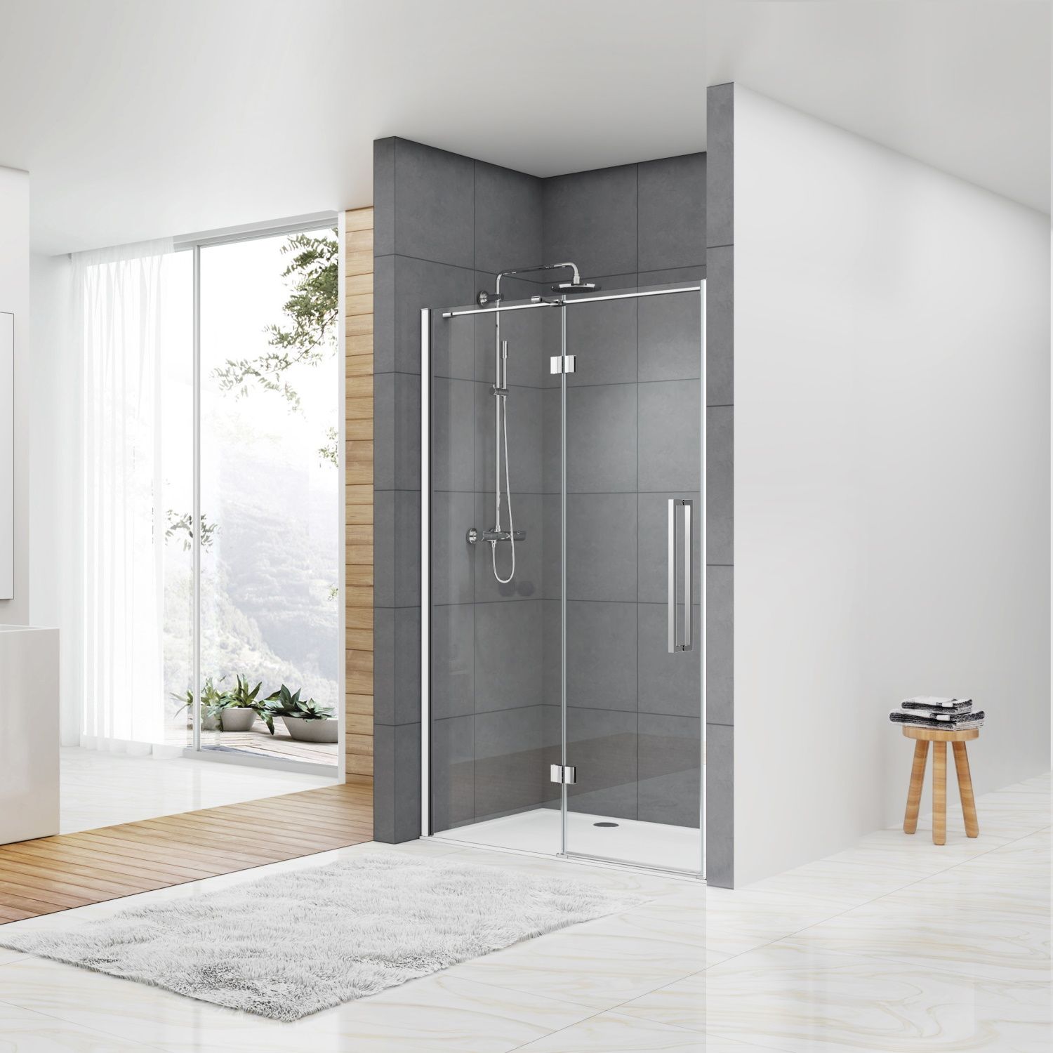 van Rijn Nisdeur st05 Draaideur met Vaste Wand 120x200 cm 8 mm Chroom