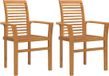 vidaXL - Eetkamerstoel - 2 - st - Massief - Teakhout - Bruin - 62 - x - 55 - x - 94 - cm