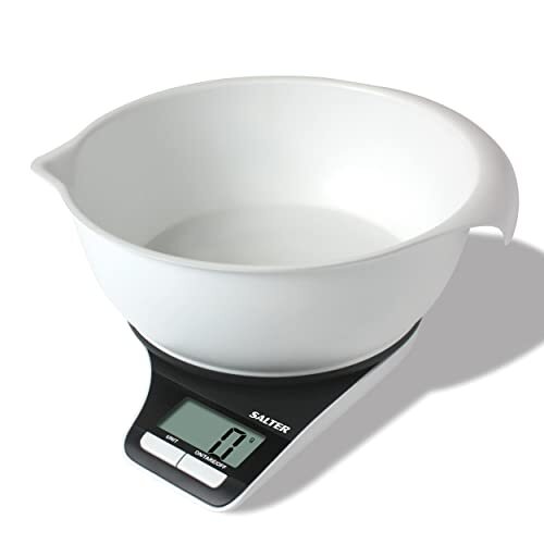 Salter 1089 BKWHDR Measuring Jug Electronic Scale, Food/Baking Scale, Dishwasher Safe 1.25 L Bowl, Easy Pour, Add & Weigh, Measures Liquids/Fluids, 5 kg Capacity, Metric/Imperial, White/Black