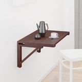 Relaxdays Klaptafel Muur, BxD: 60 x 40 cm, Hout, Wand Eettafel, Bureau, Wandtafel Inklapbaar, Keuken, Bartafel, Bruin