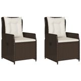 VidaXL Tuinstoelen 2 stuks Polyrattan Staal Crème Wit Gecapitonneerde zitting Terras 110 kg