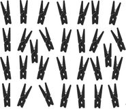 Hobby mini knijpertjes - 30x stuks - van hout / metaal - zwart - 3,5 cm