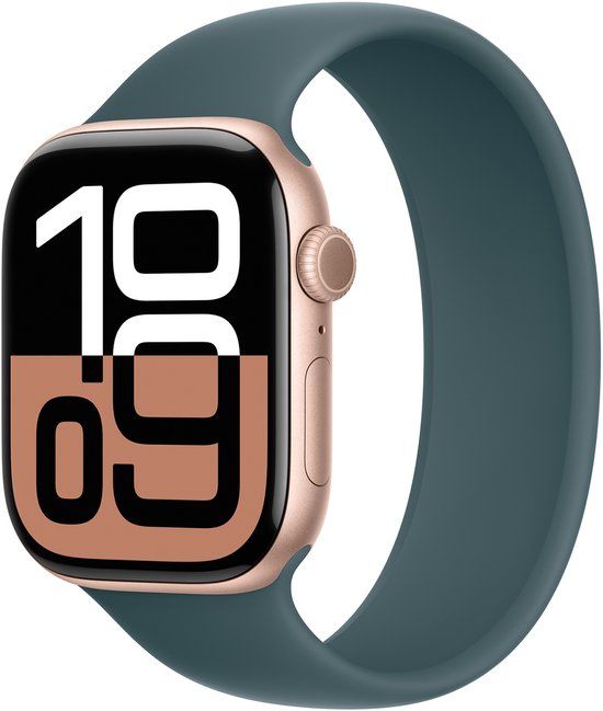 Apple Siliconen solobandje voor de Apple Watch | 44/45/46/49 mm - Maat 6 - Lake Green