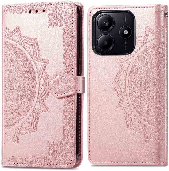 imoshion Hoesje - Geschikt voor Xiaomi Redmi Note 14 5G - Mandala Bookcase - Rosé Goud