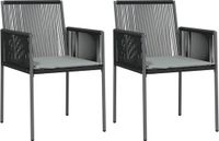 vidaXL Fauteuils de jardin - 2 pièces - avec coussins - Poly rotin - Noir