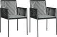 vidaXL Tuinstoelen - 2 stuks - met kussens - Poly rattan - Zwart