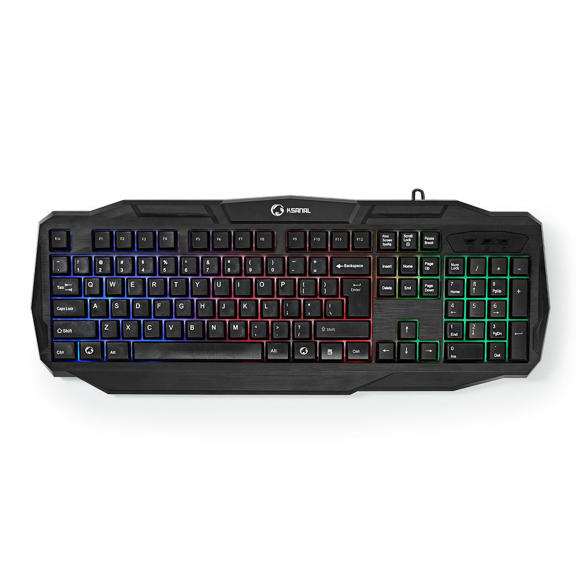 Nedis GKBD100BKUS Gaming Keyboard - USB - QWERTY US International - Black - LED Backlit
