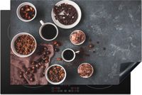 Merkloos KitchenYeah® Inductie beschermer 81.6x52.7 cm - Koffie - Chocola - Beton print - Inductie kookplaat accessoire