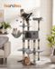 Merkloos / Sans marque Kattenboom - Klimmen, klauwen slijpen, relaxen / gezellige uitkijkplateaus, 130L x 230W x 1H centimeters, Grijs, Hout, Sisal, Pluche