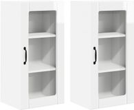 vidaXL Wandglas Kasten PORTO Hoogglans Wit Bewerkt Hout