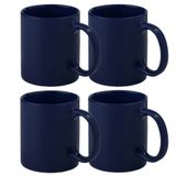 Merkloos / Sans marque Bellatio Design Koffie mokken/bekers - 4x - keramiek - glans - met oor - navy - 370 ml