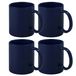 Merkloos / Sans marque Bellatio Design Koffie mokken/bekers - 4x - keramiek - glans - met oor - navy - 370 ml