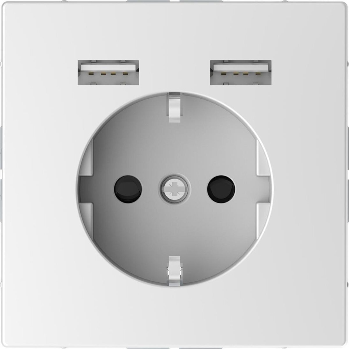 Schneider Electric Merten Stopcontact - Inbouw - Randaarde - USB Type A+A - Lotuswit - Systeem Design - Schneider Electric - MTN2366-6035