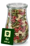 Boîte de conservation en verre - 2500 ml - Avec couvercle - Lot de 4 - Empilable