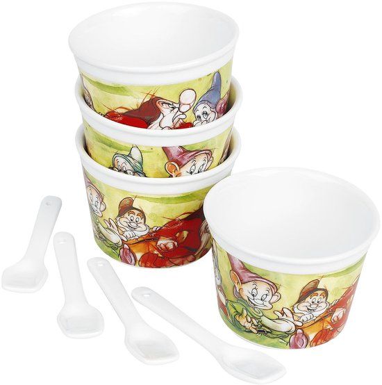 Schneewittchen The Seven Dwarves - Set of four ice cream cups with teaspoons - Multicolor