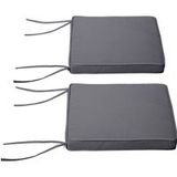 TORMATOR Lot De 2 Coussins De Chaise De Jardin Coussin Chaise Extérieur Coussins D'Assise Déhoussables Rembourrage 5 Cm Tissu Polyester Dim. 45l X 45l Cm Gris Foncé