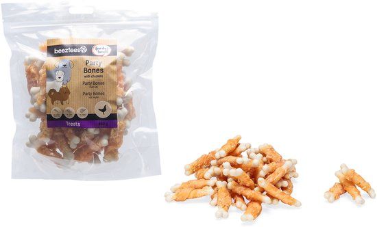 Beeztees Tasty Treats Party Bones met Kip - Hondenkoekjes - Hondensnacks - Hondensnoepjes - 400 gram