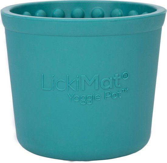 LickiMat Yoggi Pot - Slowfeeder Voor Afleiding. Plezier En Verrijking Ø10x9 cm - Hondenvoerbak - Turquoise