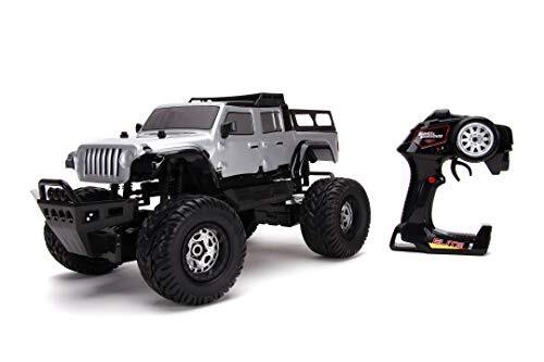 Jada Toys 253209005 Fast & Furious Jeep Gladiator, RC, afstandsbediening auto, 4x4, vierwielaandrijving, turbo, USB-laadfunctie, incl. 2-kanaals afstandsbediening, schaal 1:12, zilver, vanaf 8 jaar