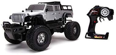 Jada Toys 253209005 Fast & Furious Jeep Gladiator, RC, afstandsbediening auto, 4x4, vierwielaandrijving, turbo, USB-laadfunctie, incl. 2-kanaals afstandsbediening, schaal 1:12, zilver, vanaf 8 jaar