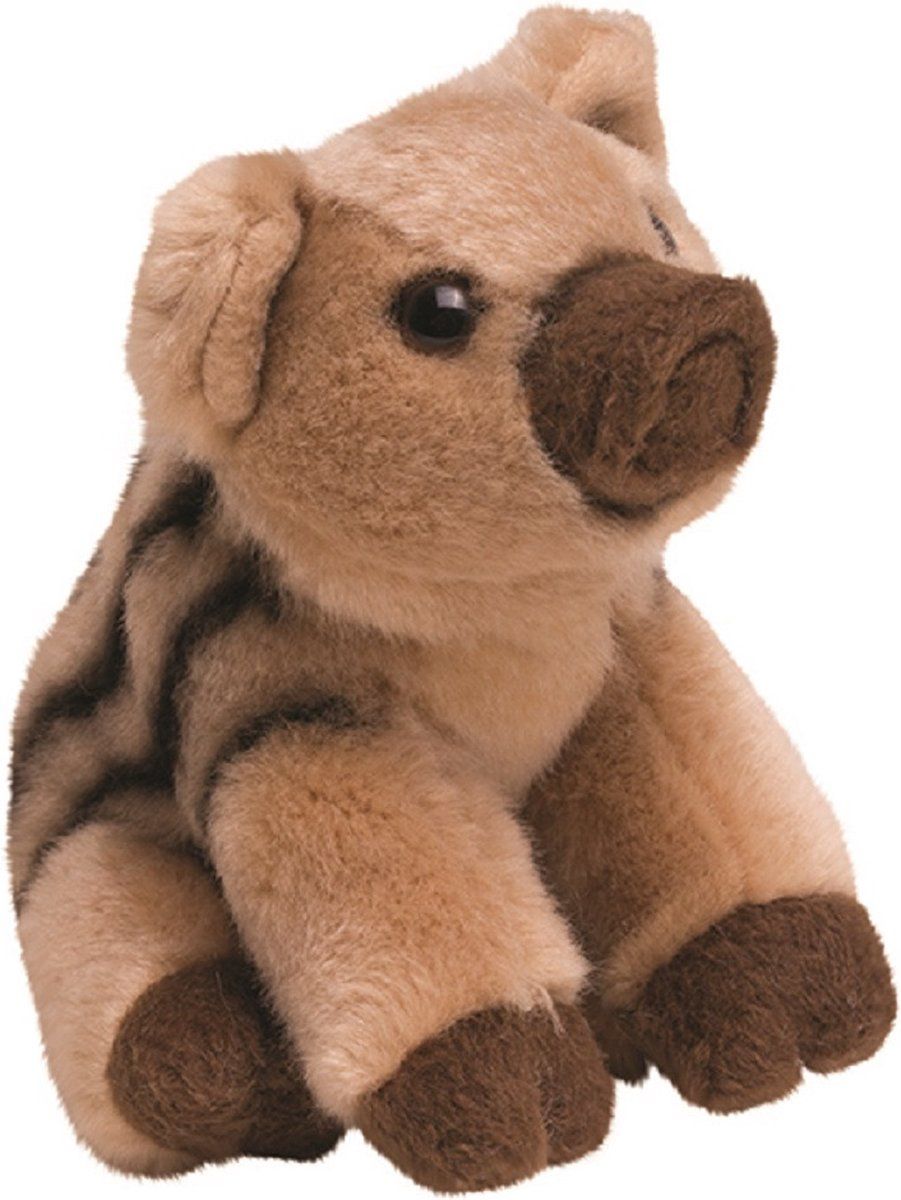 Nature Planet Pluche kleine Wild zwijn jong knuffel van 13 cm - Dieren speelgoed knuffels cadeau - Knuffeldieren