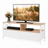 Merkloos Tv kast - 120 cm - wit-natuur