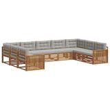 vidaXL Buiten bank set 9 st Natuurlijk en Licht Grijs