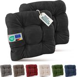 Beautissu Set van 2 Premium Stoelkussen 40x40 cm Antraciet – UV-bestendig & Robuuste Zitkussen Stoel Outdoor 8 cm dik Tuin Stoel Kussen voor Balkonstoel Tuinstoel Zitkussen Indoor – HighLux SK