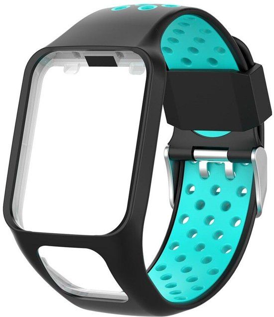 KELERINO Siliconen horlogebandje voor TomTom Runner 2/3 & Spark 2/3 - Duo Color - Zwart / Blauw