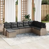 vidaXL - Hoek loungeset - 7 zitplekken - Grijs - Polyrattan