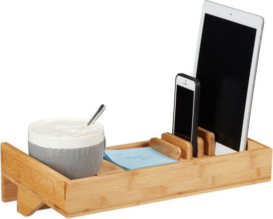Relaxdays bedplank bamboe - nachtkastje aan bed - nachtplank - bedtafel - hangend aan bed - Lichtbruin