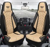 Bremer Sitzbezüge Autostoelhoezen voor Skoda Fabia Bj 1999-07 – Stoelhoezen voor bestuurder en passagier in Zwart/Beige