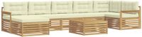 vidaXL - Bank loungeset - 7 zitplekken - Wit en crème - Acacia hout